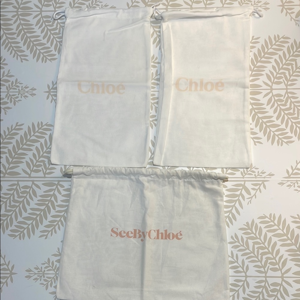 See By Chloe White and Beige Dust Bags